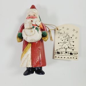 House of Hatten Ornament Enchanted Forest Santa Goose Denise Calla Tag 1988 5"